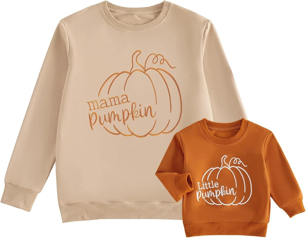 Matching Pumpkin Embroidered Sweatshirt