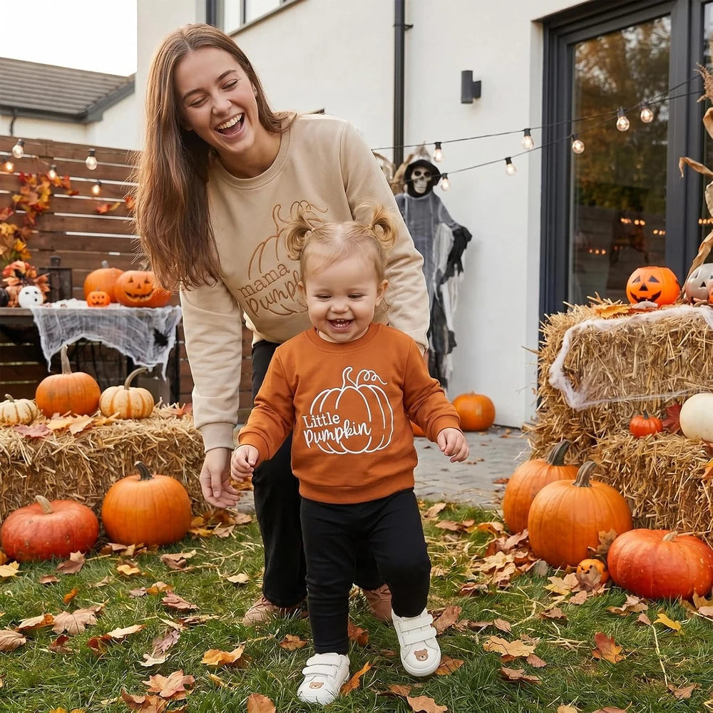 Matching Pumpkin Embroidered Sweatshirt