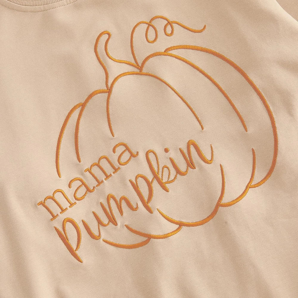 Matching Pumpkin Embroidered Sweatshirt