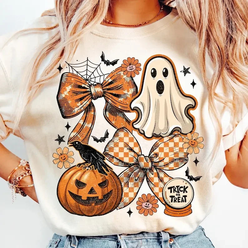 Vintage Ghost Coquette Halloween Tshirt