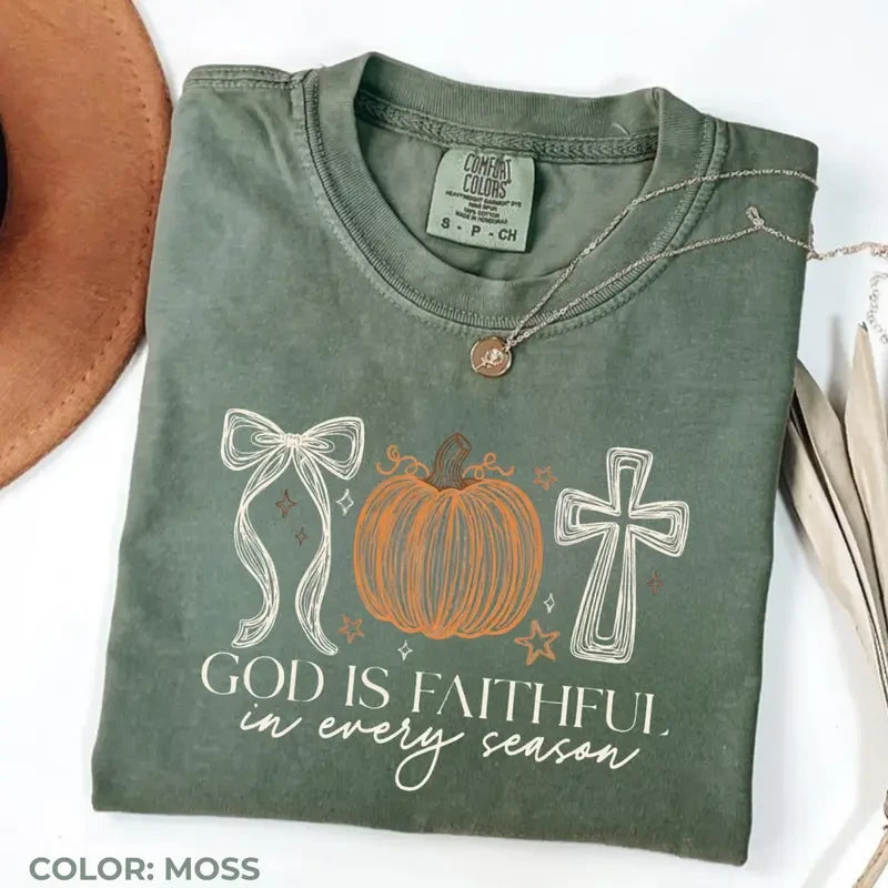 Faithful Pumpkin Cross Fall Tee