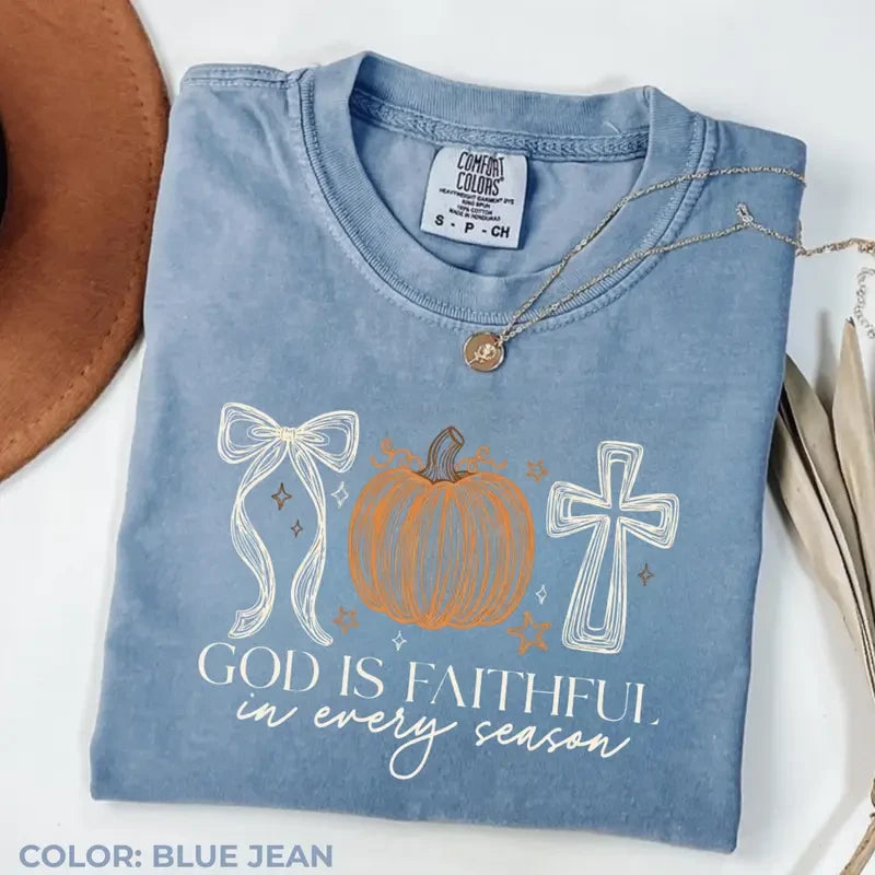 Faithful Pumpkin Cross Fall Tee
