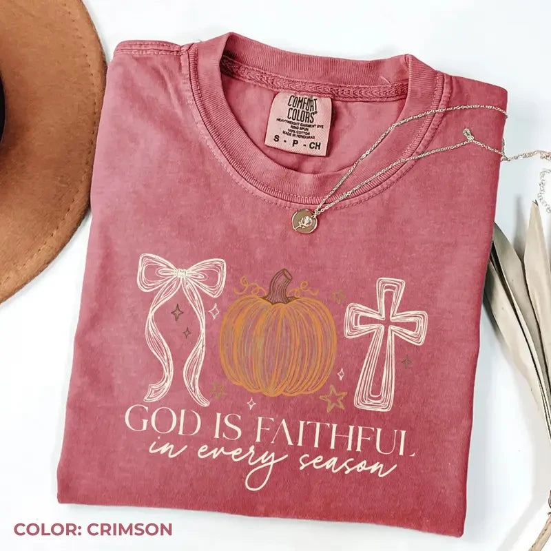Faithful Pumpkin Cross Fall Tee