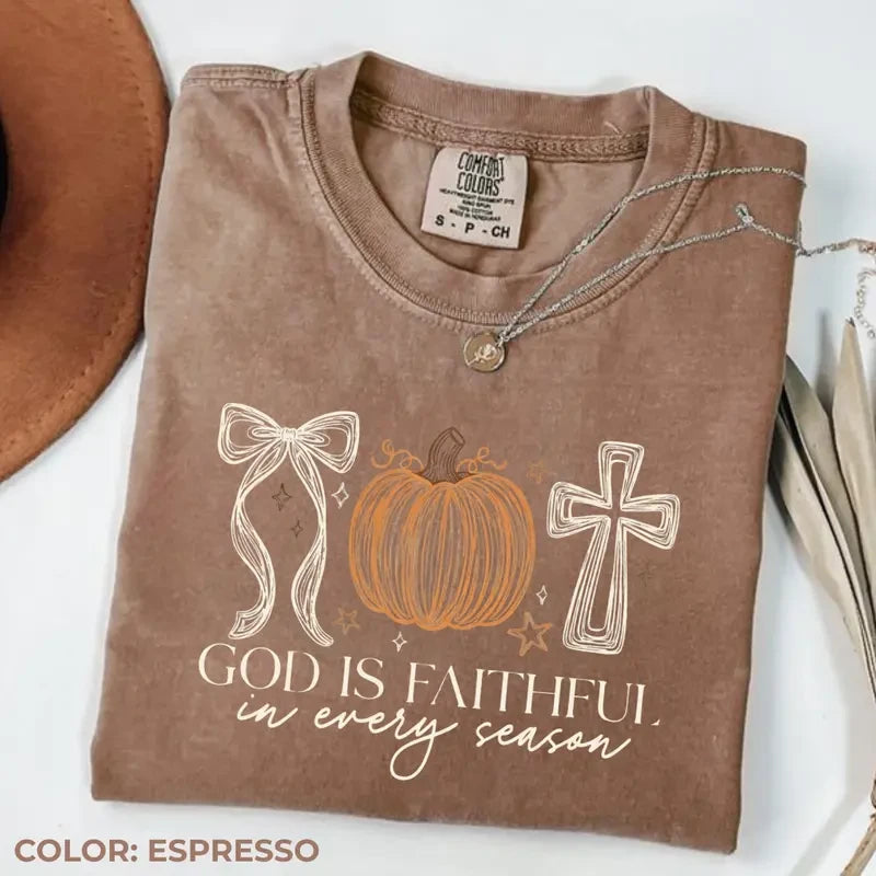 Faithful Pumpkin Cross Fall Tee