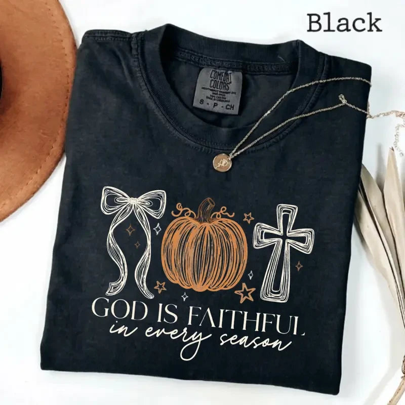 Faithful Pumpkin Cross Fall Tee